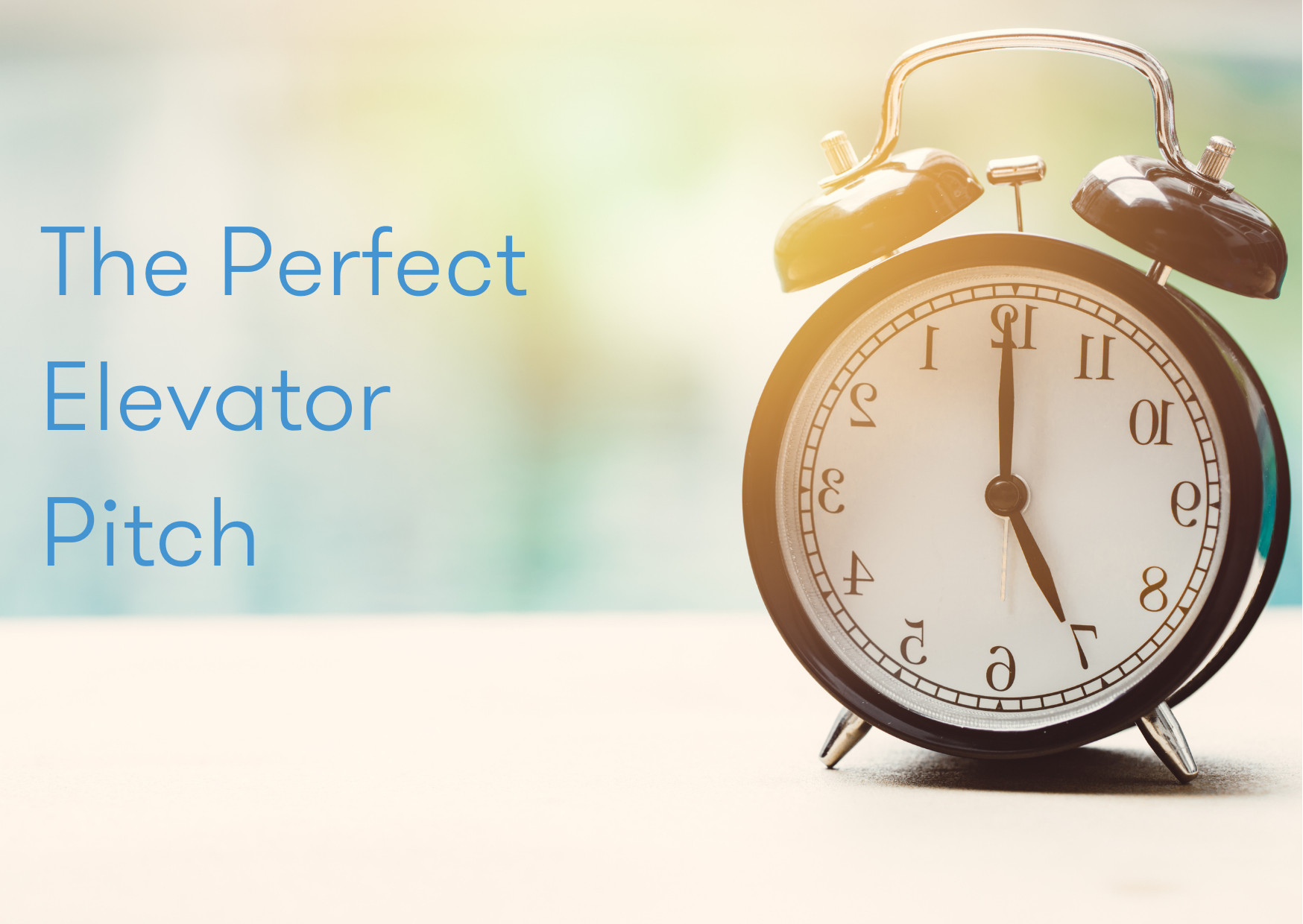 The Perfect Elevator Pitch The Perfect Elevator Pitch
